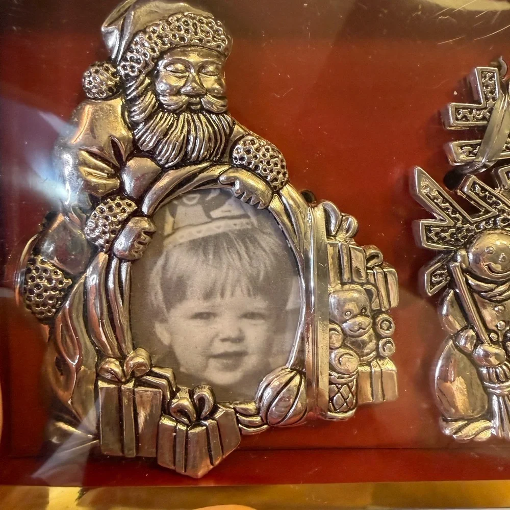 Gorham silver-plated Christmas ornament picture frame set